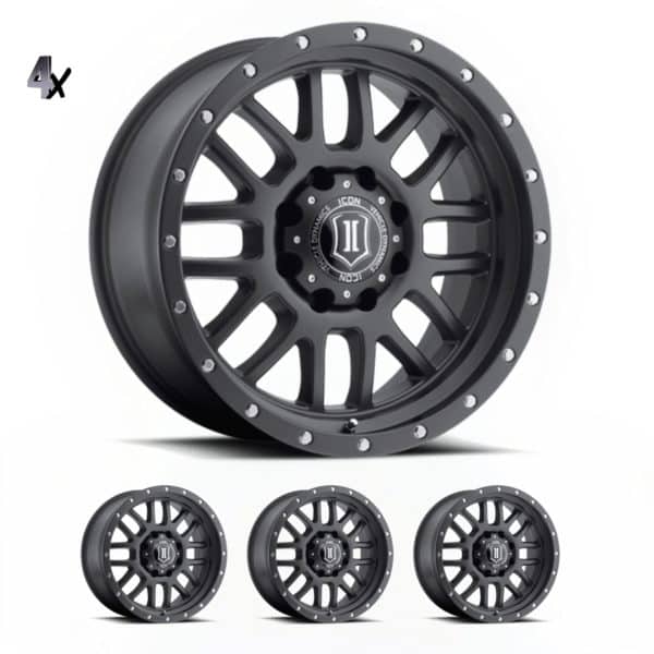 SILVERADO/SUBURBAN/SIERRA 1500 (17×8.50) 4x ALPHA BLACK WITH BLACK RING 6×5.5″ (0 OFFSET)