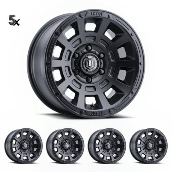 JK/JL/JT (17×8.50) 5 x THRUST SATIN BLACK 5×5 -6 OFFSET