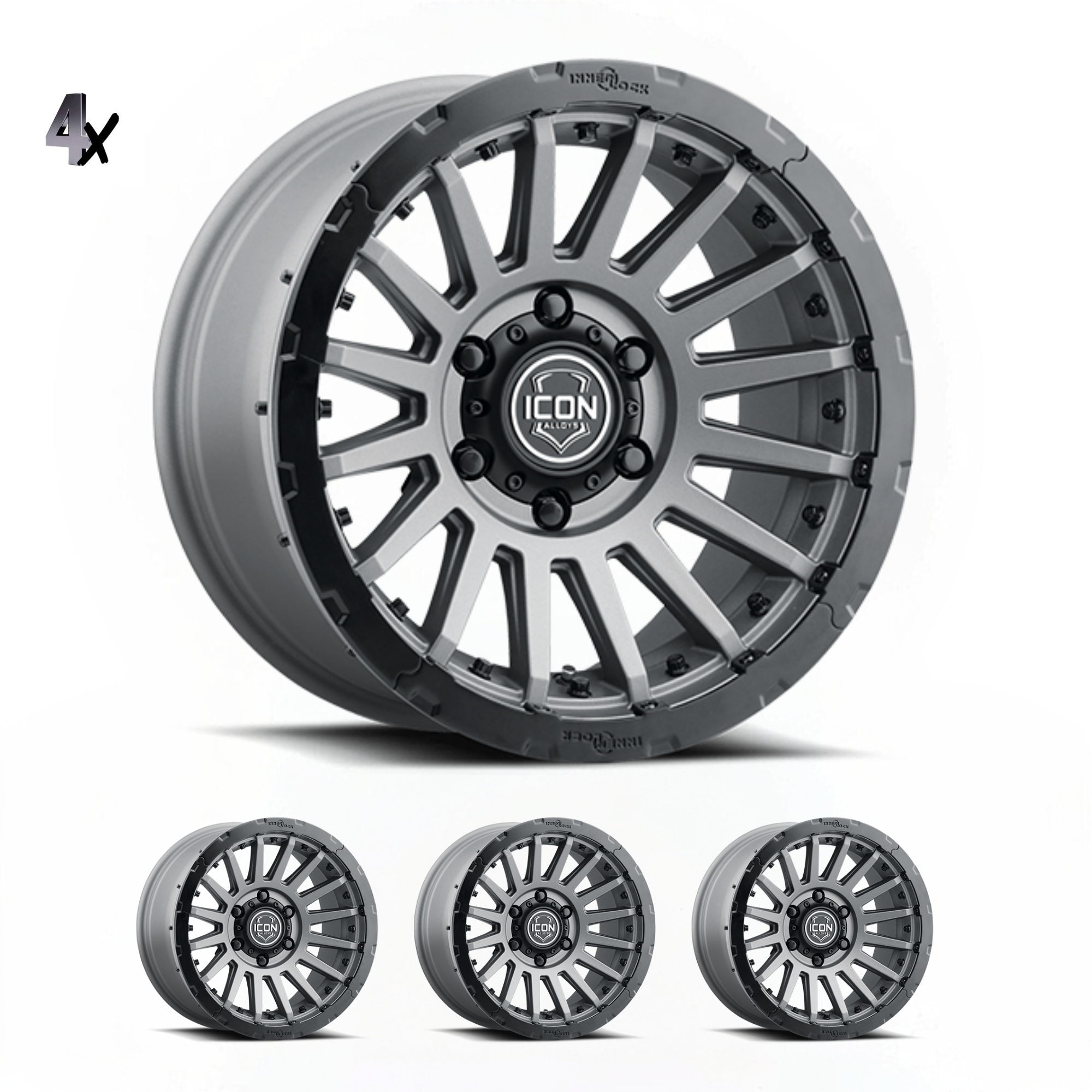 FJ/Prado/GX460/Hilux/Fortuner/4Runner/Pajero/Tacoma (17×8.5) 4x RECON PRO CHARCOAL 6×5.5 +25 OFFSET